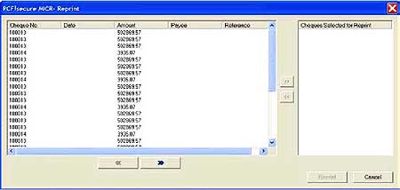 Any cheque can be securely re-printed via password security, the re-print action is carefully logged.